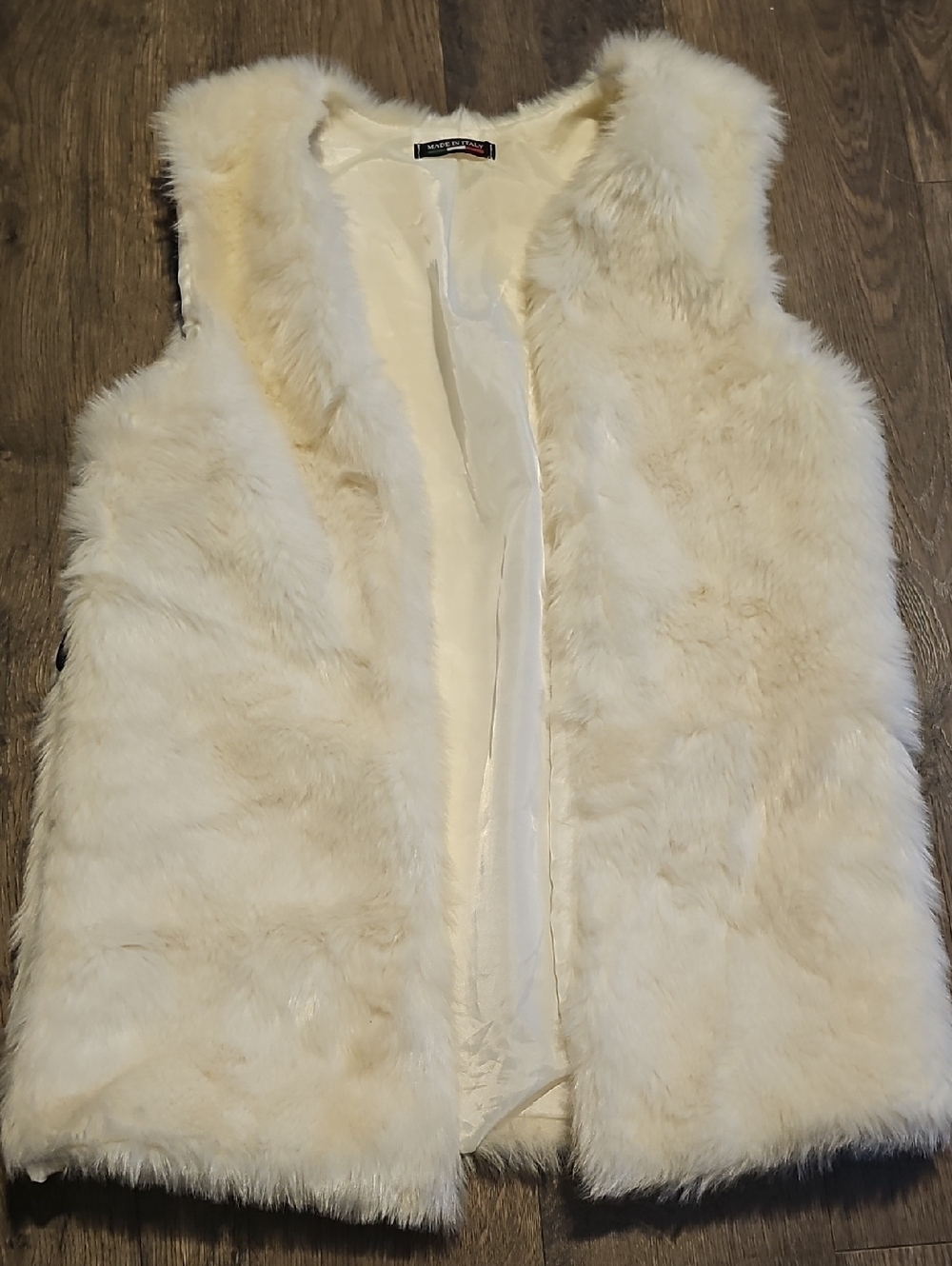 White Faux Fur Vest Made In Italy Small Fall Winter Men Women Jacket Coat